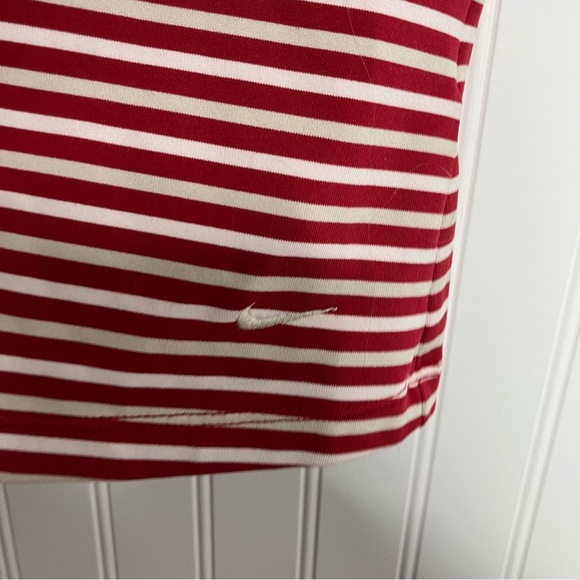 Nike Dri-fit Shirt Small Red Stripes V-neck Casual Gym - Picture 4 of 5